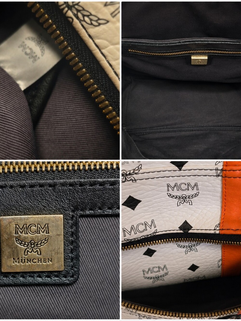 Authentic MCM Stark Visetos Large Backpack White Monogram Lion Patch Studded - Picture 6 of 14